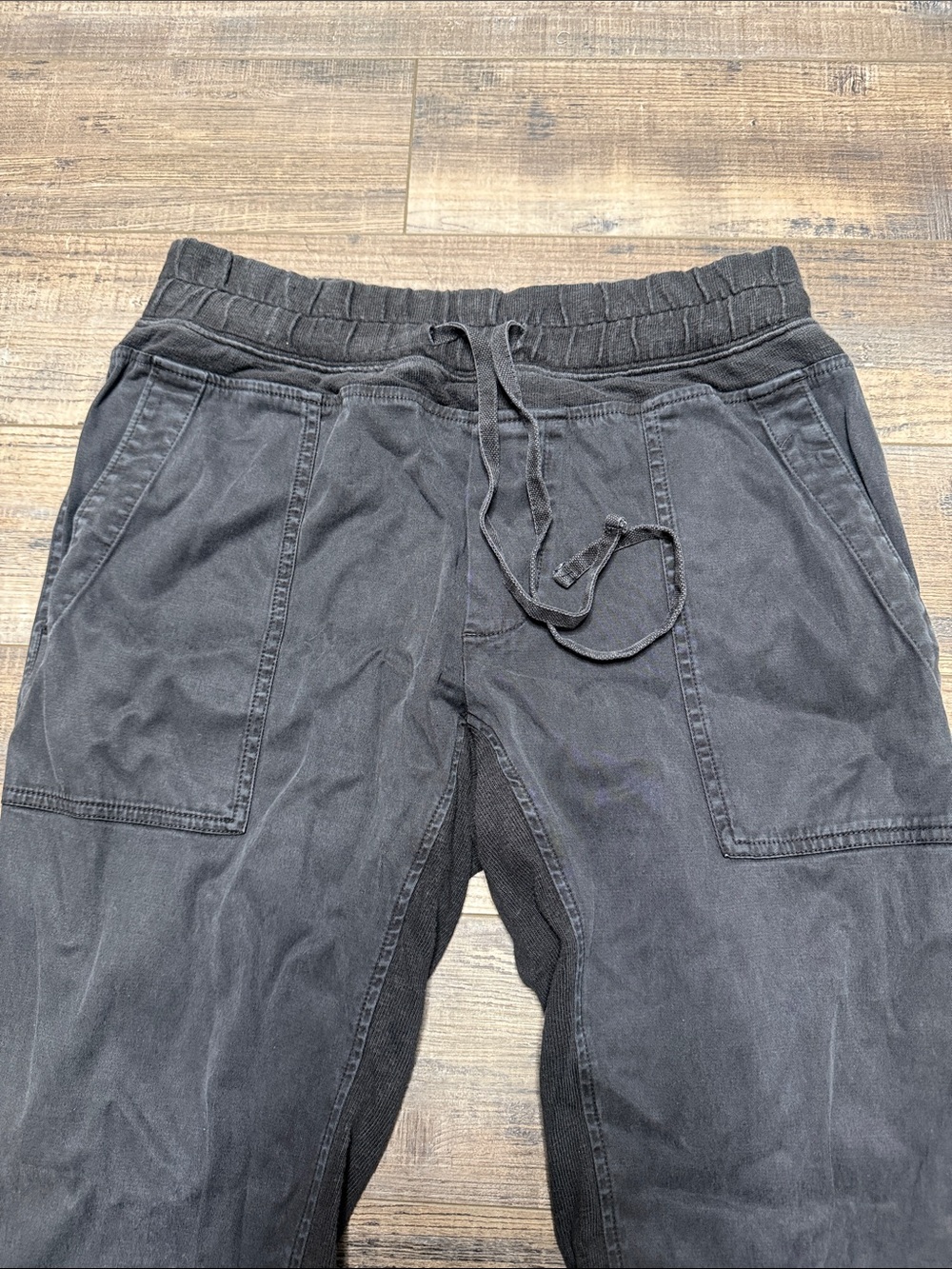 Standard James Perse Mixed Media Black Drawstring Jogger Pants Women's Small 1 - Picture 2 of 12